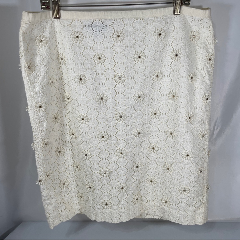 Talbots cream eyelet Skirt